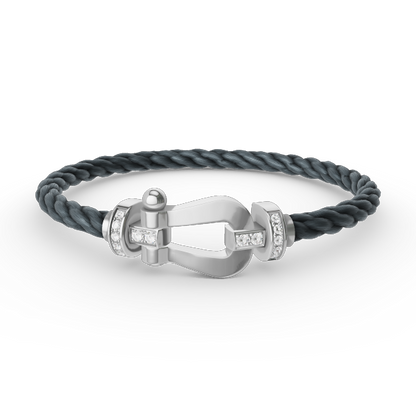 [Plus&Max]FORCE LARGE HORSESHOE HALF DIAMOND BRACELET SILVER
