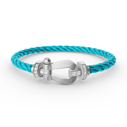 [Plus&Max]FORCE LARGE HORSESHOE HALF DIAMOND BRACELET SILVER
