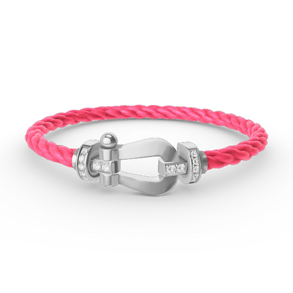 [Plus&Max]FORCE LARGE HORSESHOE HALF DIAMOND BRACELET SILVER