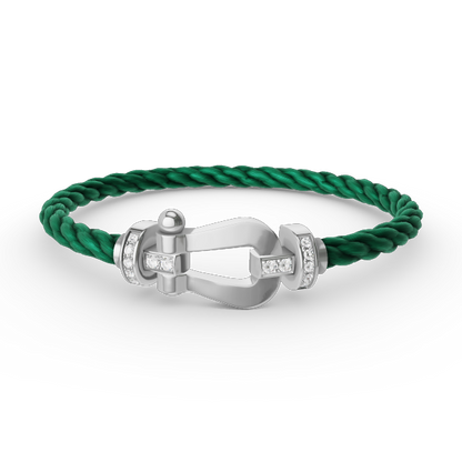 [Plus&Max]FORCE LARGE HORSESHOE HALF DIAMOND BRACELET SILVER
