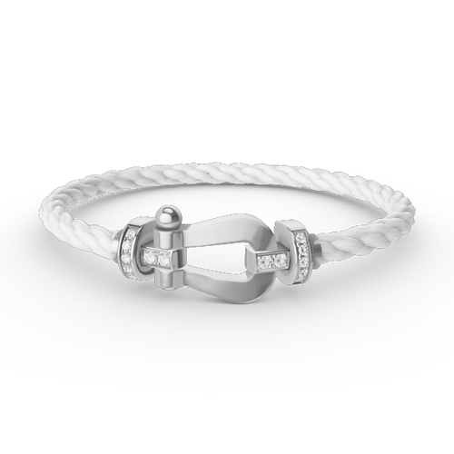 [Plus&Max]FORCE LARGE HORSESHOE HALF DIAMOND BRACELET SILVER