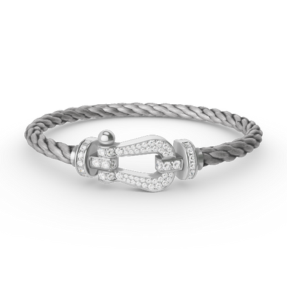 [Plus&Max]FORCE LARGE HORSESHOE FULL DIAMOND BRACELET SILVER