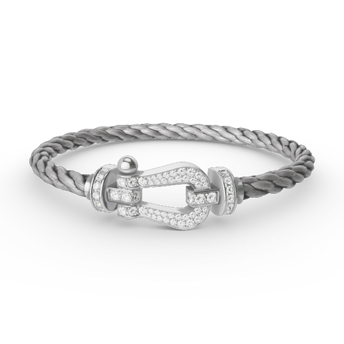 [Plus&Max]FORCE LARGE HORSESHOE FULL DIAMOND BRACELET SILVER