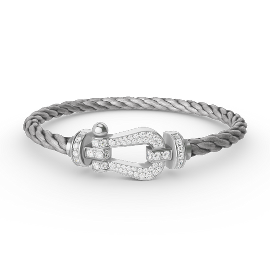[Plus&Max]FORCE LARGE HORSESHOE FULL DIAMOND BRACELET SILVER