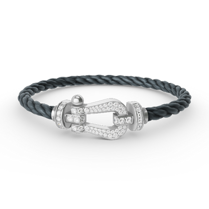 [Plus&Max]FORCE LARGE HORSESHOE FULL DIAMOND BRACELET SILVER