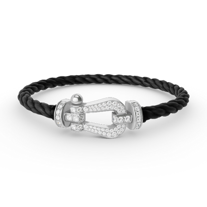 [Plus&Max]FORCE LARGE HORSESHOE FULL DIAMOND BRACELET SILVER
