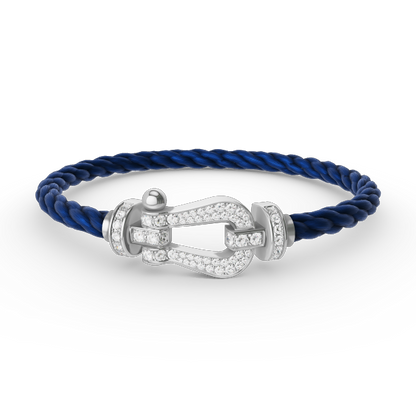 [Plus&Max]FORCE LARGE HORSESHOE FULL DIAMOND BRACELET SILVER