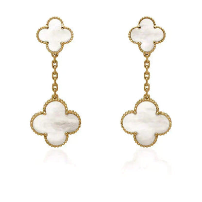 [Plus&Max]CLOVER 2 MOTIF WHITE MOP EARRINGS