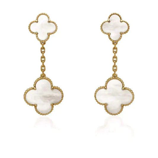 [Plus&Max]CLOVER 2 MOTIF WHITE MOP EARRINGS