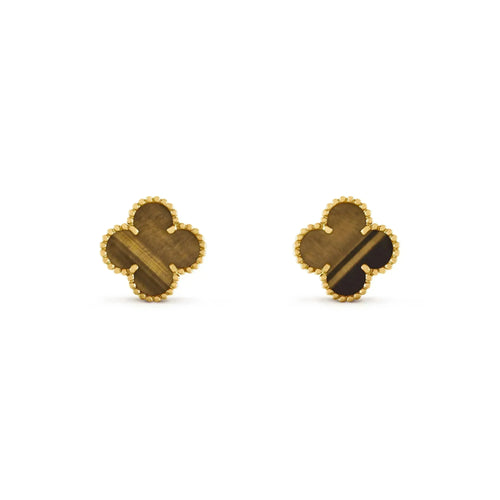 [Plus&Max]CLOVER MEDIUM 1 MOTIFS TIGER EYE EARRINGS