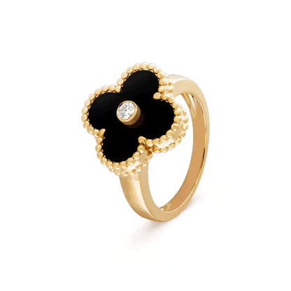 [Plus&Max]CLOVER ONYX RING GOLD DIAMOND