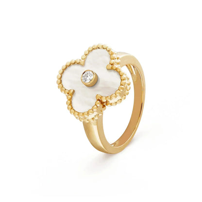 [Plus&Max]CLOVER PINK MOP RING GOLD DIAMOND