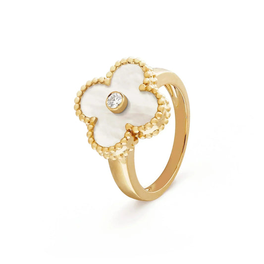 [Plus&Max]CLOVER PINK MOP RING GOLD DIAMOND